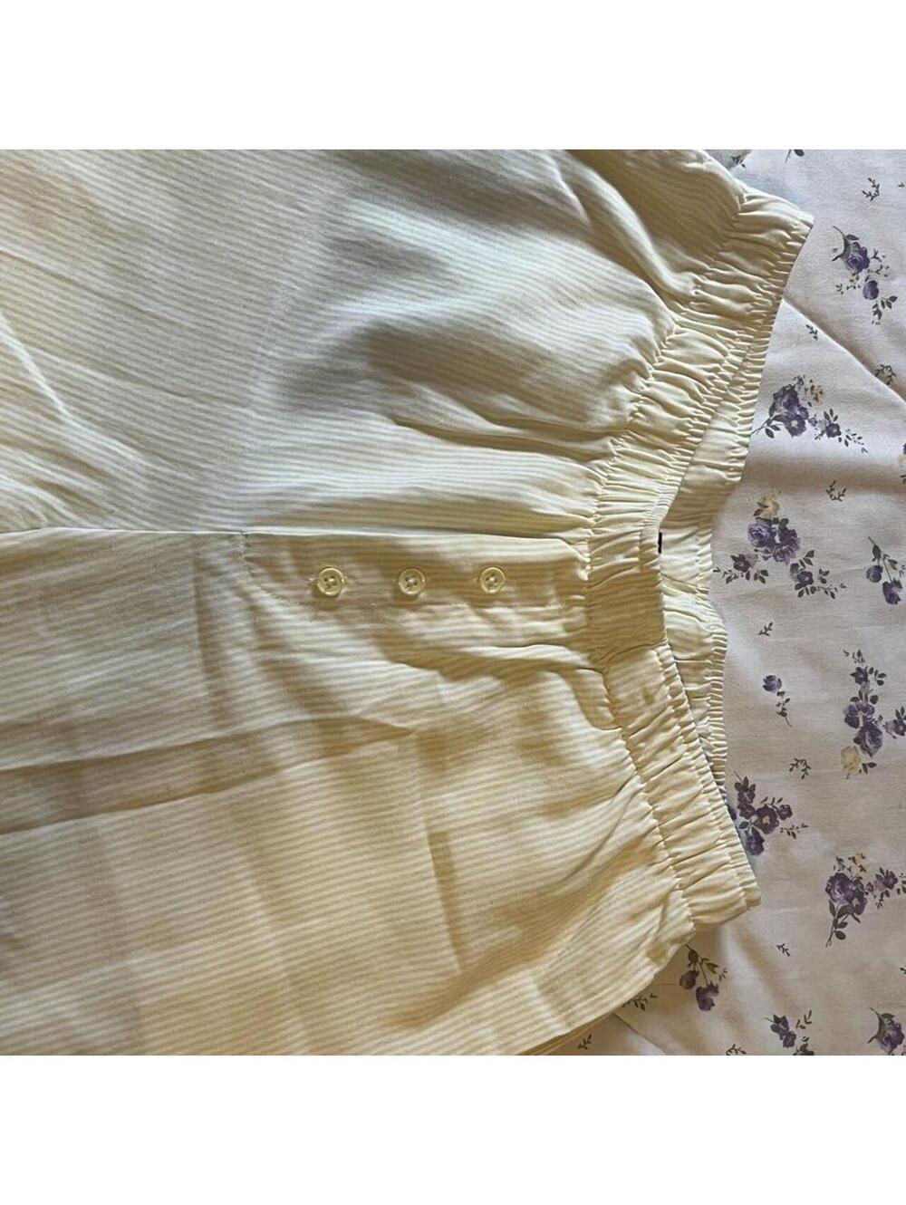 Butter Yellow Beachy Wide Leg Striped Pants